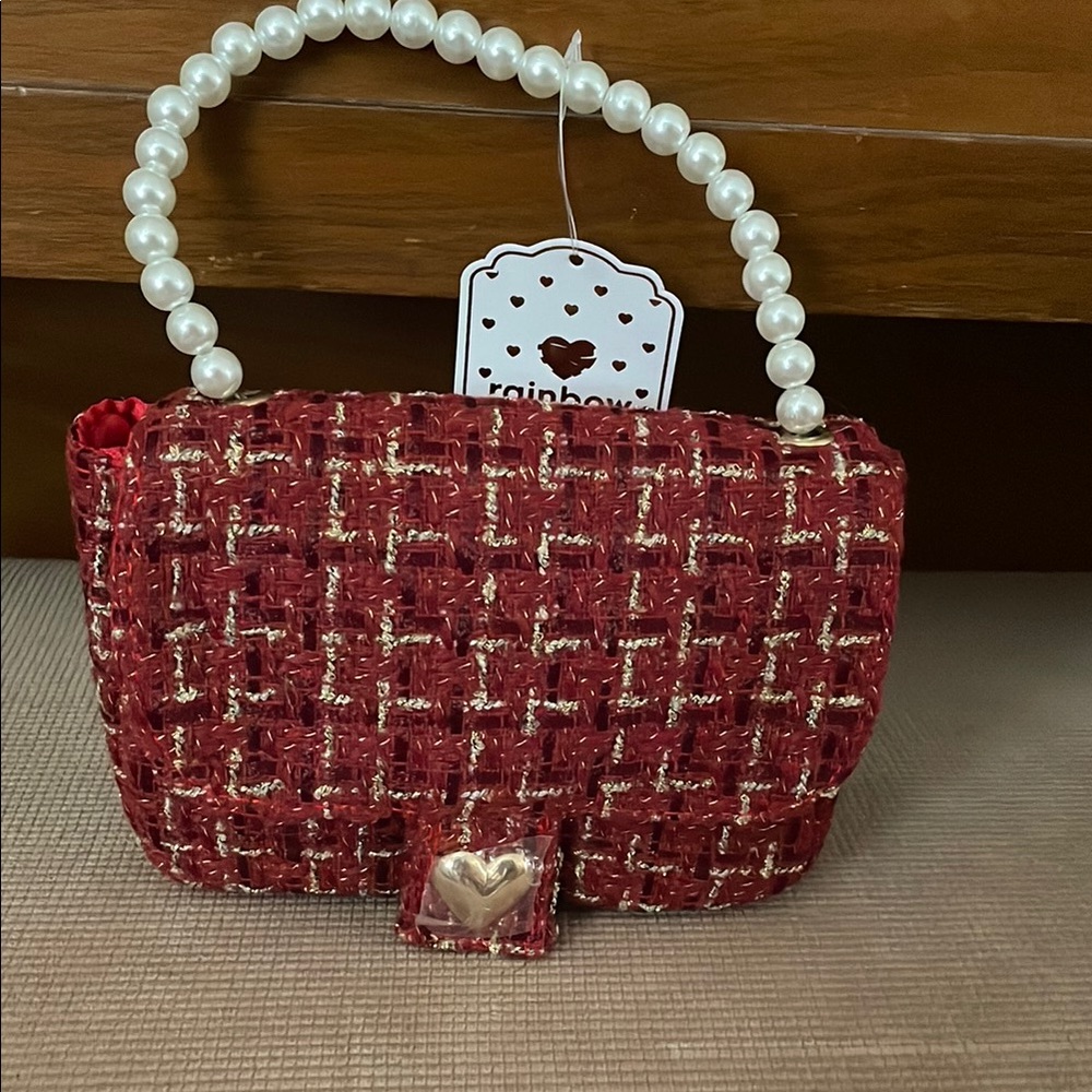 Rainbow Red Mini Bag with Woven Texture